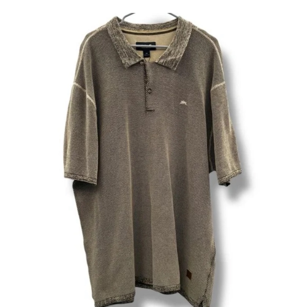 Atiziano 100% Cotton Cream & Brown Spotted Short Sleeve Polo Shirt Sz 5XL NEW